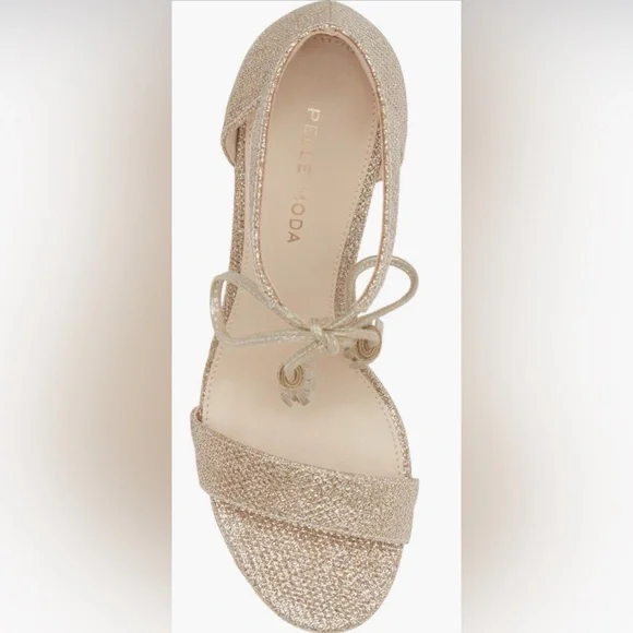 Pelle Moda Roz Mid Heel - size 10 - Gold - ankle ties with tassels - Picture 10 of 12